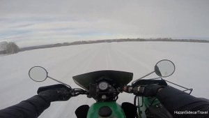 Зимой на мотоцикле Урал.