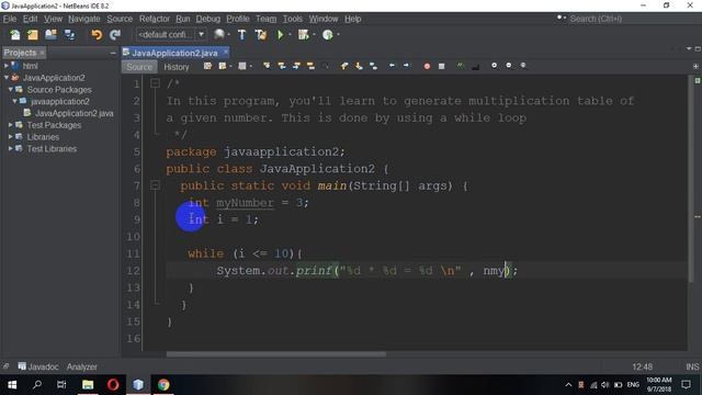 How to Generate Multiplication Table using While loop in Java