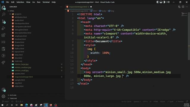 31. Add Responsive Images using HTML IMG element, src, srcset and sizes attributes - HTML