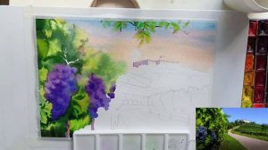 Виноградная долина | Как нарисовать виноградники акварелью #виноградники #пейзаж