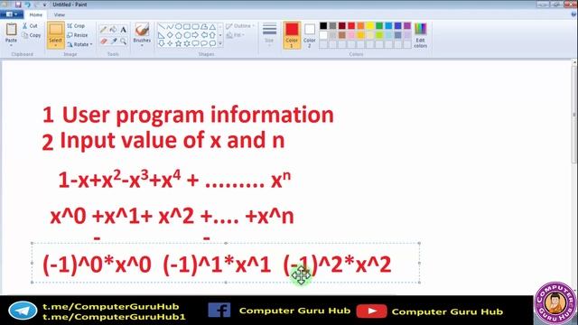 Program to input the value of x and n and print the sum of series 1-x+x^2-x^3..x^n | Practical 5 -