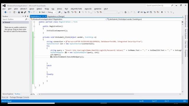 Registration Form In C# With SQL Database