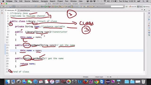 CONSTRUCTOR IN JAVA Library CLASS AND OBJECT CREATION | JAVA PROGRAM | TUTORIAL 3.2 | MAC