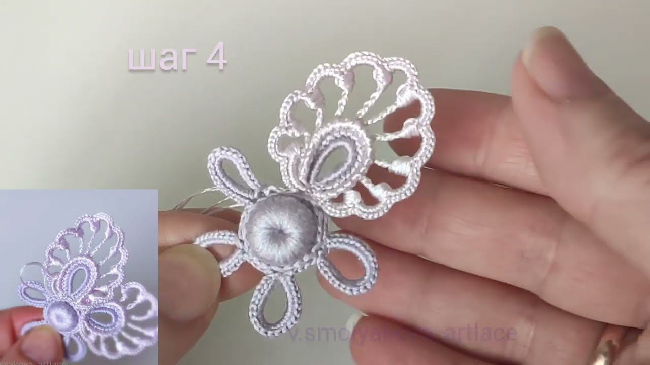 Шаг 4. Обвязываем укороченными столбиками основу лепестка. смотреть онлайн