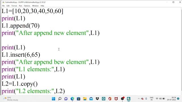 Python- List methods