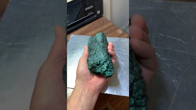 Rare Large 3.6 pound Shimmering Malachite Stalactite section. Katanga, Congo. 7.25 inch.