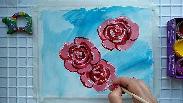 Как НАРИСОВАТЬ РОЗУ// Рисуем розы гуашью//Урок рисования