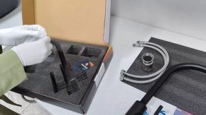 Смеситель Кухня SANTREK AQUA-805 "INOX" шар d-35 нерж. на гайке (черный)