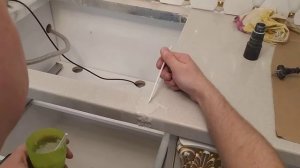 Работа со столешницей из искусственного камня (акриловой). Склейка столешницы. Шлифовка. Полировка.