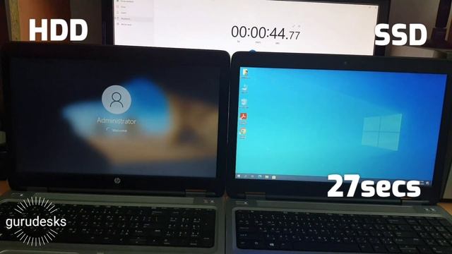 HP vs HP same model laptops (HDD vs SSD boot test) Both laptops HP i5-6th generation with 8GB ram. смотреть онлайн
