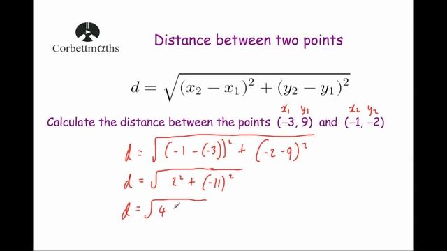 Distance between two points formula - Corbettmaths смотреть онлайн