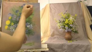 "Картина маслом поэтапно "Букет полевых цветов".Bouquet of wild flowers. Picture"