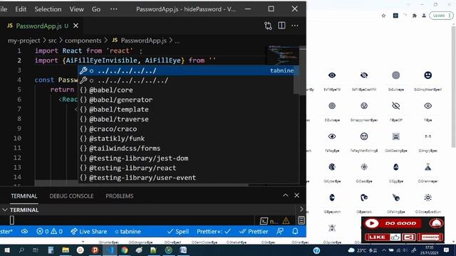 Show/ Hide Password App with React Hooks & Tailwindcss for beginners - React Micro Project