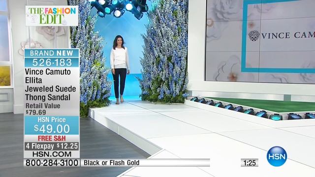 Vince Camuto Ellita Jeweled Suede Thong Sandal смотреть онлайн