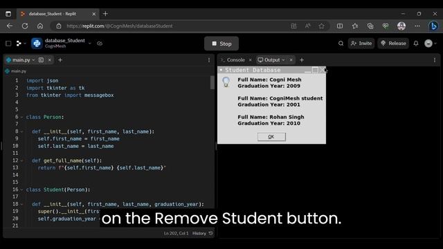 Python Building a Student Database Application with GUI Part2  #clipchamp #python #project #student