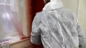 Нанесение "ISOCORK Фасад" картушным пистолетом при внутренней отделке.