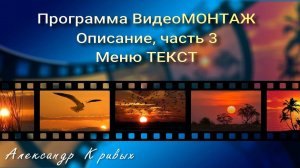 3 Меню ТЕКСТ программы ВидеоМОНТАЖ