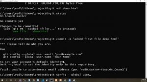 Git Basic Command Tutorial  | Git add, commit, push, config commands