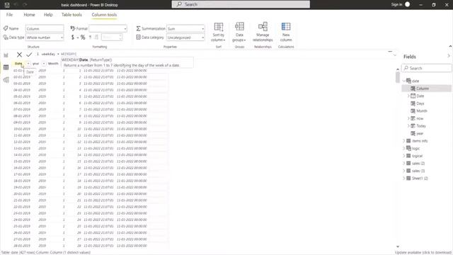 Now | Today | Weekday | Weeknum functions in power bi | DAX | part 11 смотреть онлайн