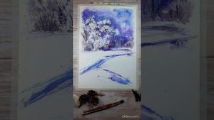 Как просто нарисовать зимние деревья акварелью