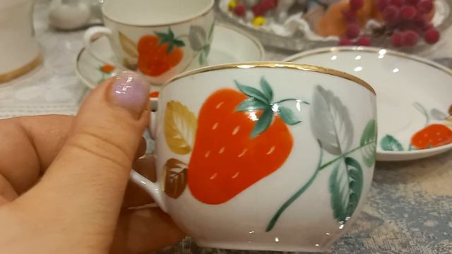 Чайные пары СССР Песочное и штоф ЗиК "Лето среди зимы"