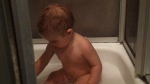 Izzie taking a bath