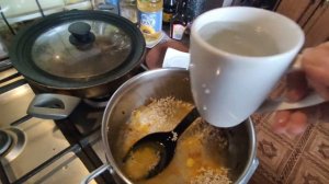 Ячневая каша с овощами.