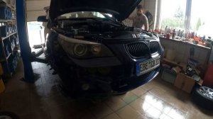 BMW e61 снятие  ДВС  ,Engine repair M57