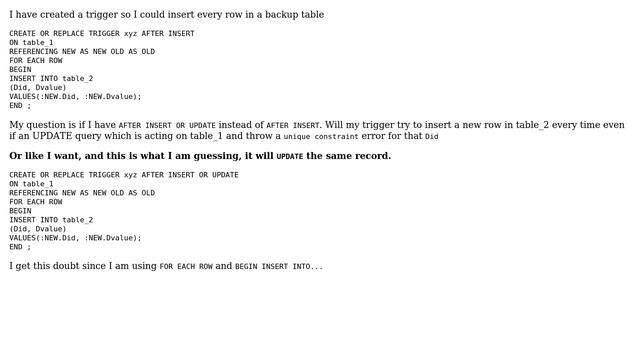 INSERT and UPDATE in Trigger смотреть онлайн