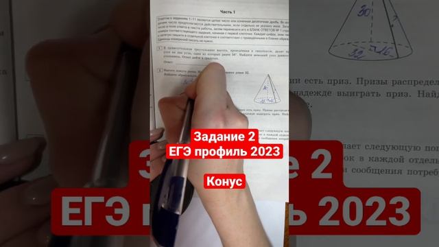 ЗАДАНИЕ 2| ЕГЭ ПРОФИЛЬ| Высота конуса равна 30, а диаметр равен 32. Найдите образующую конуса.