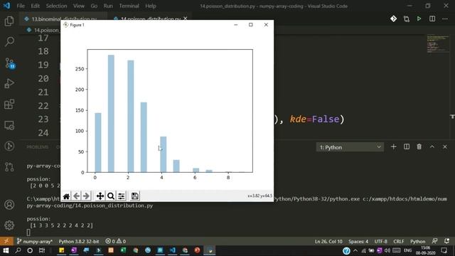 How to use Poisson distribution in NumPy array and show graph by pyplot Python NumPy Array Hindi смотреть онлайн