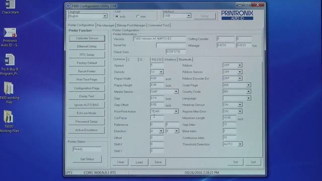 Configure the T400 Printer from Printronix Auto ID
