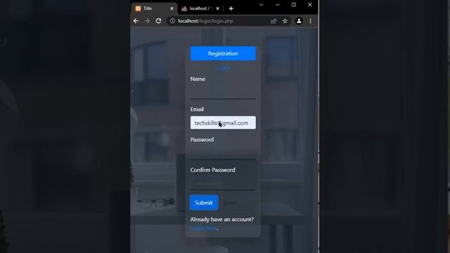 Login and Signup form validation php and mysql database