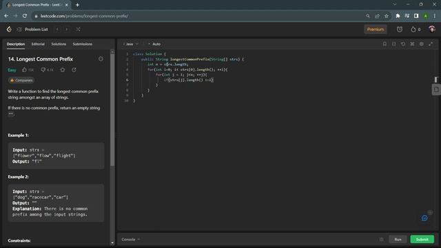 14 Longest Common Prefix  || Leetcode || Java || TechCoder A.V