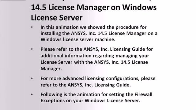 Installing ANSYS License Manager for Release 14.5 on Windows