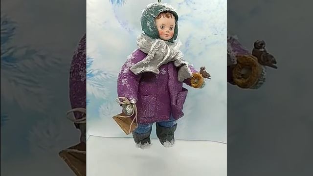 Елочная игрушка из ваты Костик и воробей. смотреть онлайн