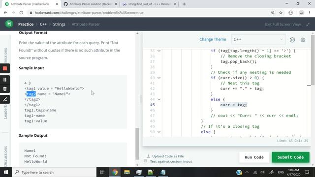 Attribute Parser in C++ (Hackerrank Solution)