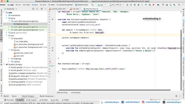 Android : Load data into spinner | Dynamic Spinner | android coding