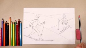 Как нарисовать лыжников⛷️Урок рисования?