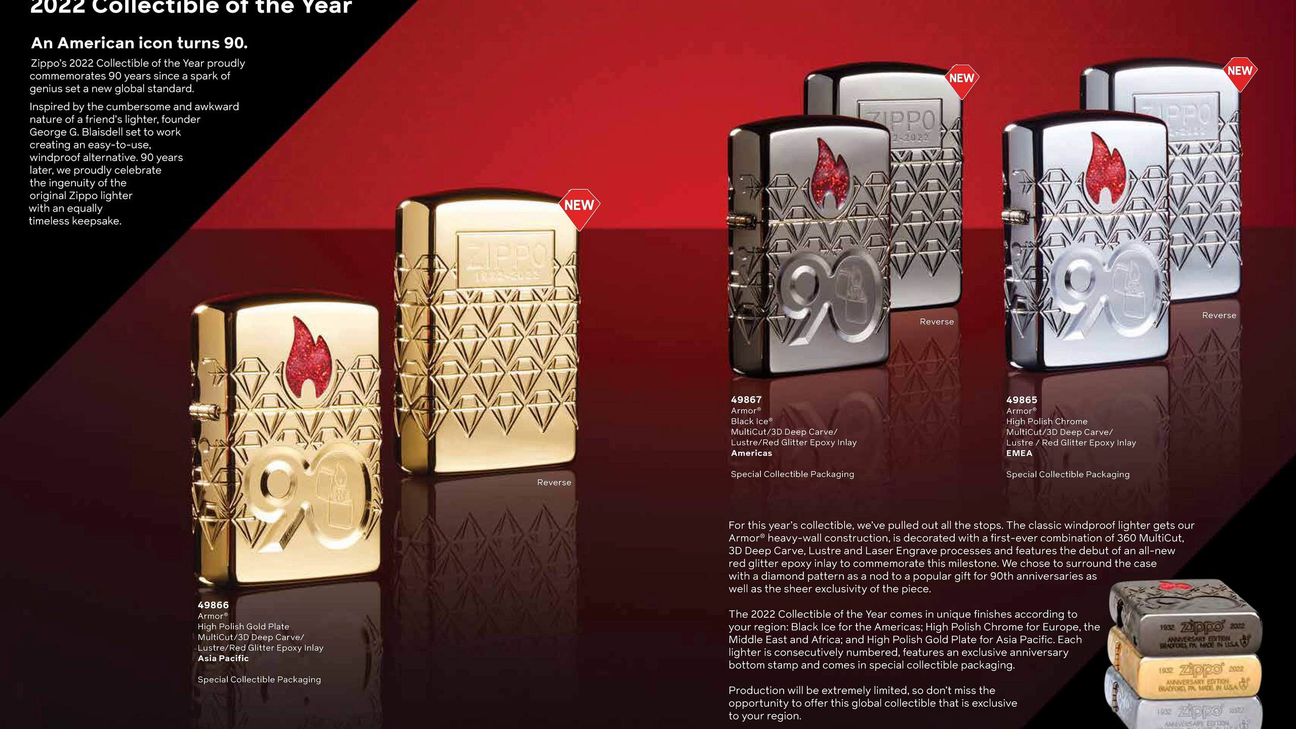 Zippo 2022 Collectible of the Year 90th Anniversary