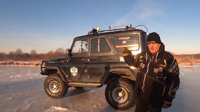 Уаз Хантер. На моноприводе по льду.. смотреть онлайн