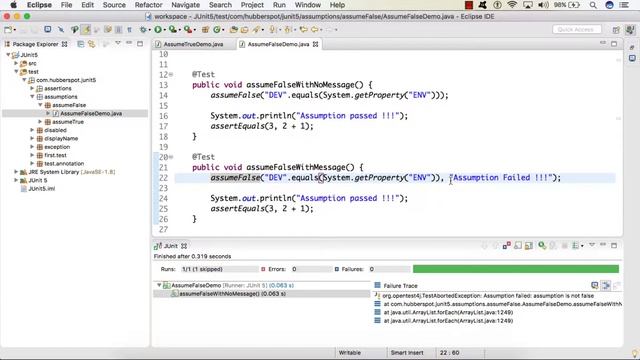 Demo - assumeFalse method (JUnit 5 Assumptions) смотреть онлайн