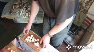 Режем белые грибы на сушку