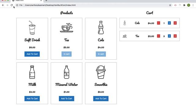 Create a Shopping Cart Using Vanilla JavaScript | ES6 | English ✈⭐