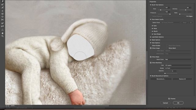 How to change the form of a hole in PNG file layer? Using a liquifying tool. смотреть онлайн