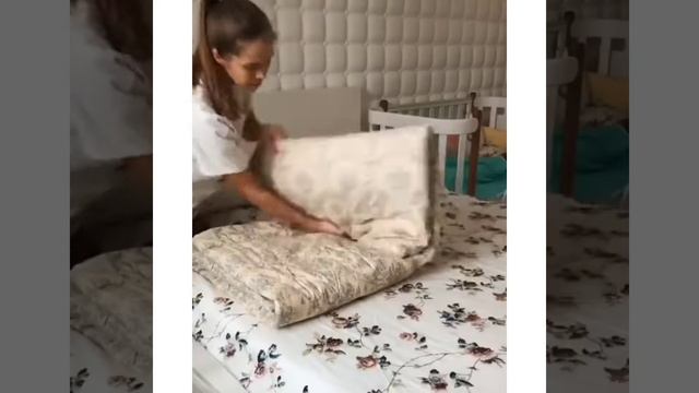 Плед или одеяло превращаем в подушкуИдеальное хранениеЛайфхак