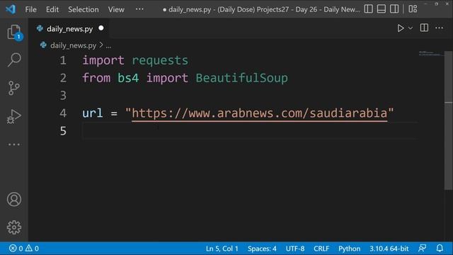 python project 27 Day 26 Daily News headlines Application in Python
