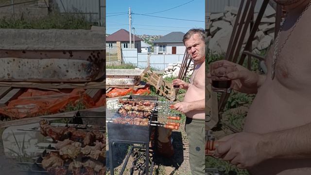 Что делаешь?😳 Шашлык жарю! 😀 Кажется мясо горит!😲 В чем причина?😳 Виски мало! 😎