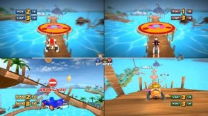 Sonic & SEGA All Stars Racing 4 player split screen Monkey Target