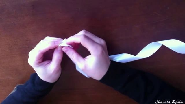 Бант розочка из атласных лент и кружева  Канзаши мастер класс. Bow rose of satin ribbons and lace